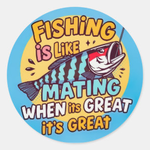 Hooked on Humour: A Playful Catch of a Pun Classic Round Sticker