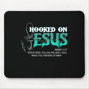 Hooked On Jesus Funny Fishing Mouse Mat