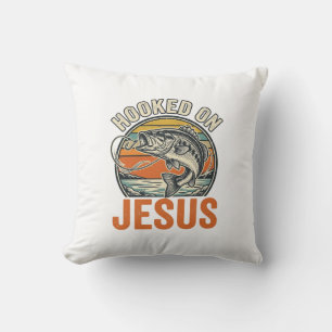 Hooked On Jesus Vintage Bass Fishing Faith Cushion