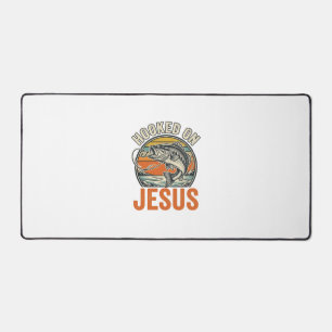 Hooked On Jesus Vintage Bass Fishing Faith Desk Mat