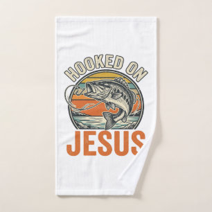 Hooked On Jesus Vintage Bass Fishing Faith Hand Towel