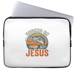 Hooked On Jesus Vintage Bass Fishing Faith Laptop Sleeve
