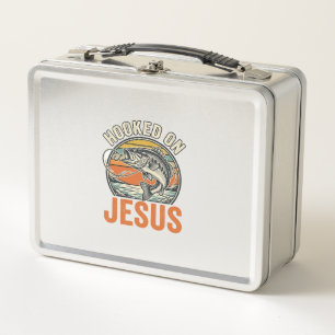 Hooked On Jesus Vintage Bass Fishing Faith Metal Lunch Box