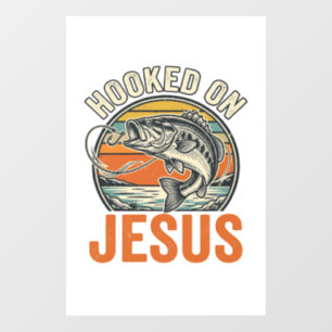 Hooked On Jesus Vintage Bass Fishing Faith Window Cling