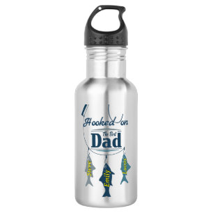 Hooked on the Best Dad   Personalised Fishing Fath 532 Ml Water Bottle