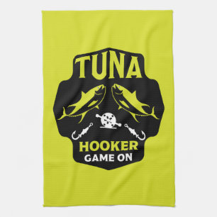 Hooked On Tuna Fishing Tea Towel