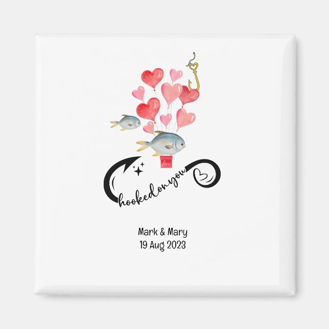 Hooked on you fishing lovers Wedding  Watercolor Magnet (Front)