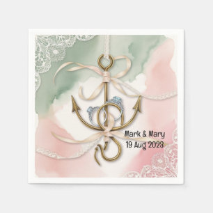 Hooked on you fishing lovers Wedding Watercolor Napkin