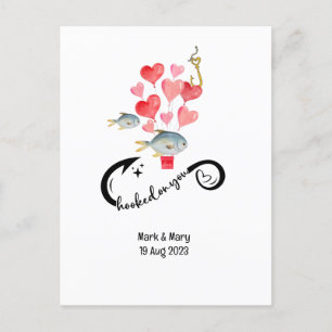 Hooked on you fishing lovers Wedding Watercolor Postcard
