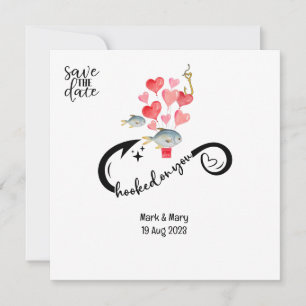 Hooked on you fishing lovers Wedding  Watercolor Save The Date