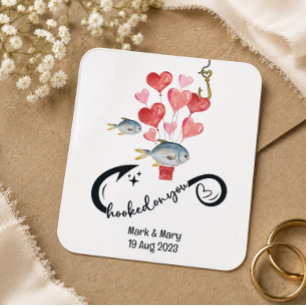 Hooked on you fishing lovers Wedding Watercolor Square Sticker