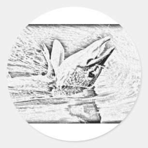 Hooked pike classic round sticker