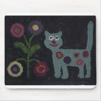 Hooked Rug Cat Mouse Mat