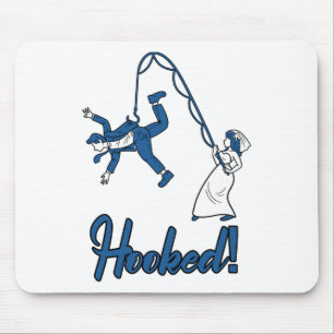 Hooked Wife Fishing Groom Funny Chelor's Party Men Mouse Mat