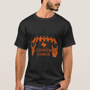 Hook'em Horns Football Laces Texan Map Vintage Des T-Shirt