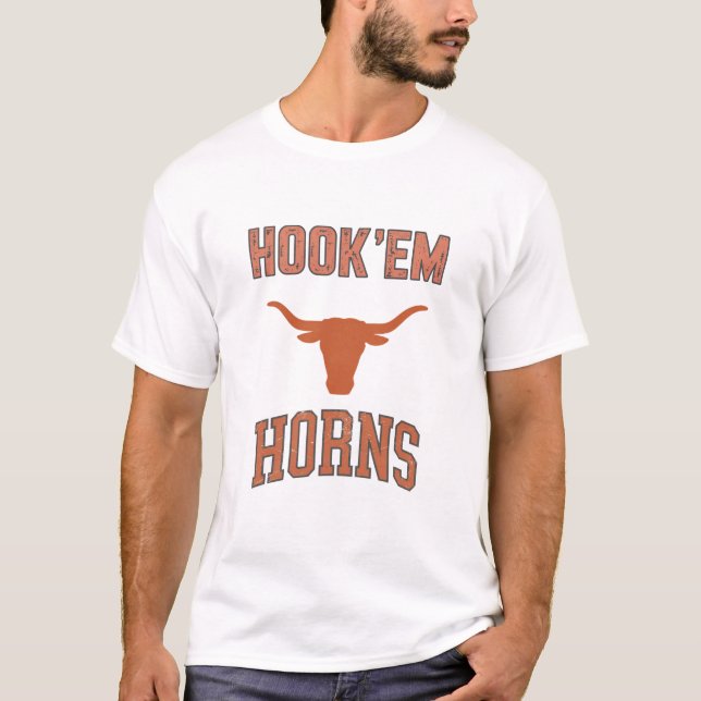 Hook'em horns - Texas Bull Head with Longhorns T-Shirt (Front)