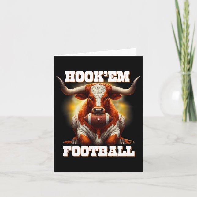 Hook'em State Of Texas Football With Hair And Horn Card (Front)