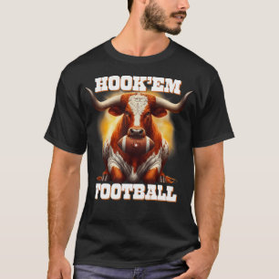 Hook'Em State Of Texas Football With Hair And Horn T-Shirt