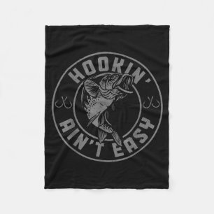 Hookin' Ain't Easy Funny Fishing Fisherman Vintage Fleece Blanket