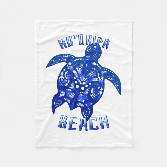 Ho'okipa Beach Hawaii Vacation Tribal Turtle Fleece Blanket (Front)
