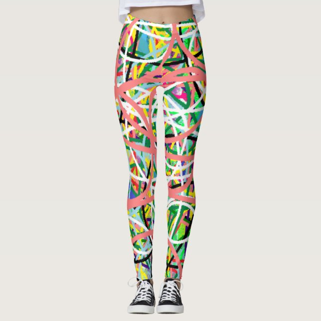 Hoola Hoopla multi coloured design globes Leggings (Front)