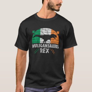 Hooligan Dinosaur St Patricks Day Irish Flag T-Shirt