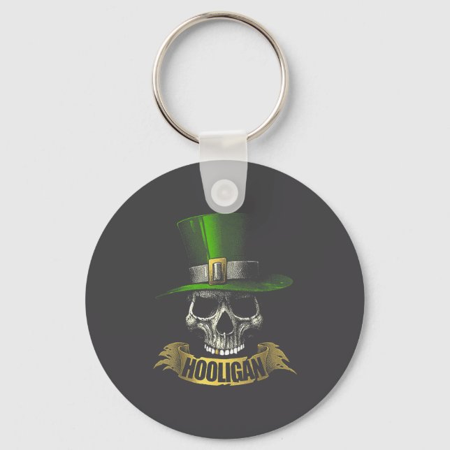 Hooligan Skull Funny Iri-shirt  Key Ring (Front)