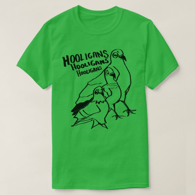 Hooligans Pigeon Cartoon T-Shirt (Design Front)