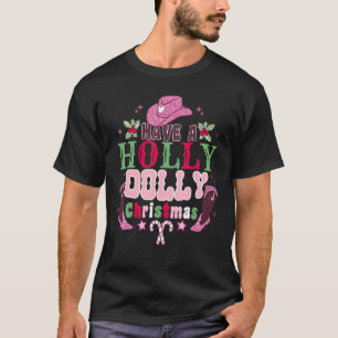 Hooolly Christmas Dooolly Retro Holly Xmas Jolly V T-Shirt