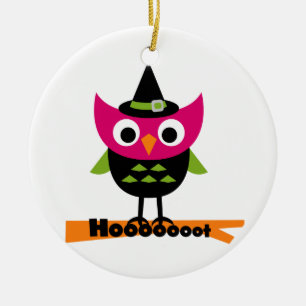 Hooooot Owl Halloween T-shirts and Gifts Ceramic Tree Decoration