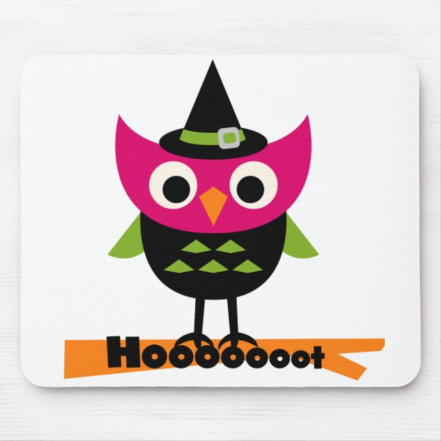 Hooooot Owl Halloween T-shirts and Gifts Mouse Mat (Front)