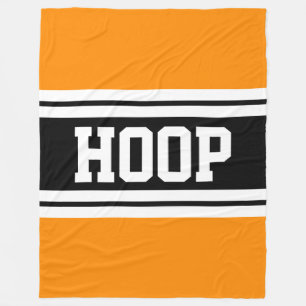 HOOP Bright Orange Black White Racing Stripes Fleece Blanket