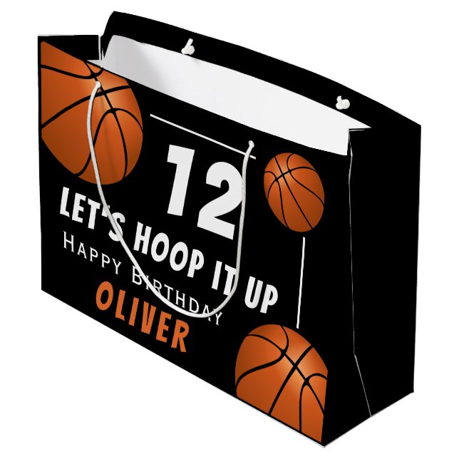 Hoop it up Basketball Sports Kids Birthday Large Gift Bag (Back Angled)