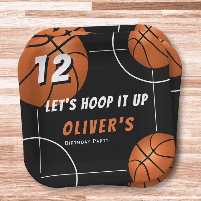 Hoop it up Basketball Sports Kids Birthday Paper Plate (Creator Uploaded)