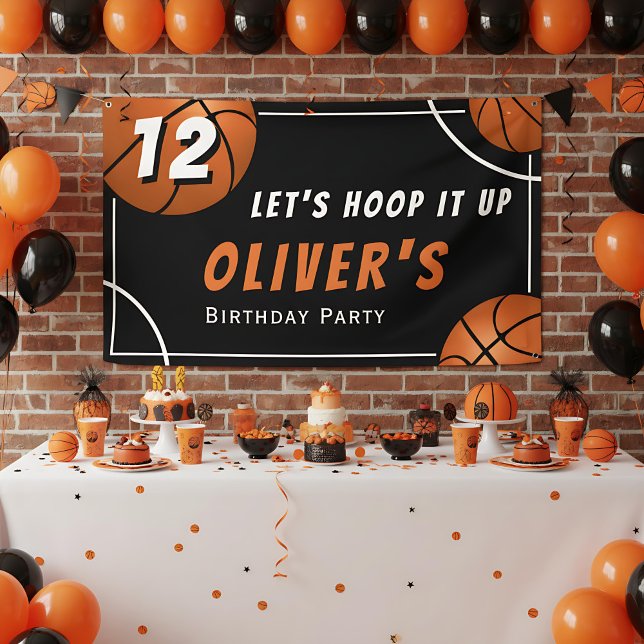 Hoop it up Basketball Sports Kids Birthday Party Banner (Creator Uploaded)
