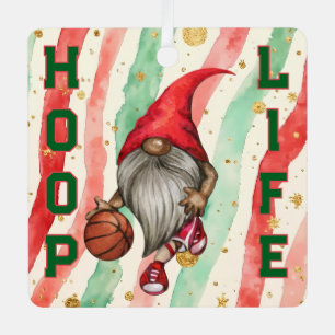 Hoop Life Basketball Sport Gnome Christmas Metal Tree Decoration