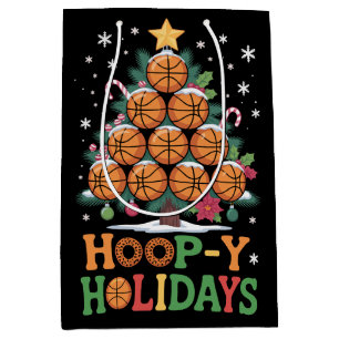 Hoop-y Holidays Basketball Christmas Holiday Sport Medium Gift Bag