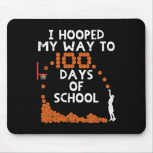 Hooped My Way 100 Days School Sketll 100th Day Boy Mouse Mat