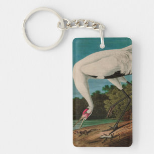 Hooping Crane Birds of America Audubon Print Key Ring
