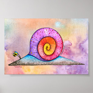 Hoopla Snail on watercolour poster