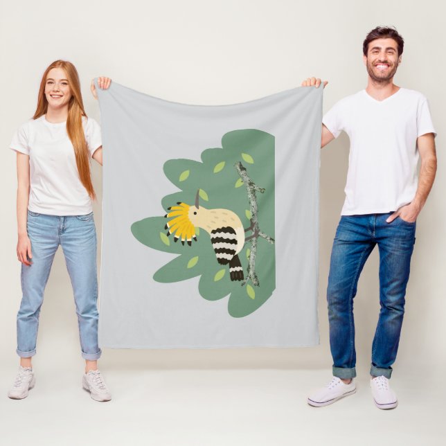 Hoopoe bird fleece blanket (In Situ)