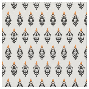 Hoopoe Bird Geometric Pattern on White Fabric
