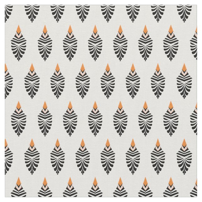 Hoopoe Bird Geometric Pattern on White Fabric (Close Up)