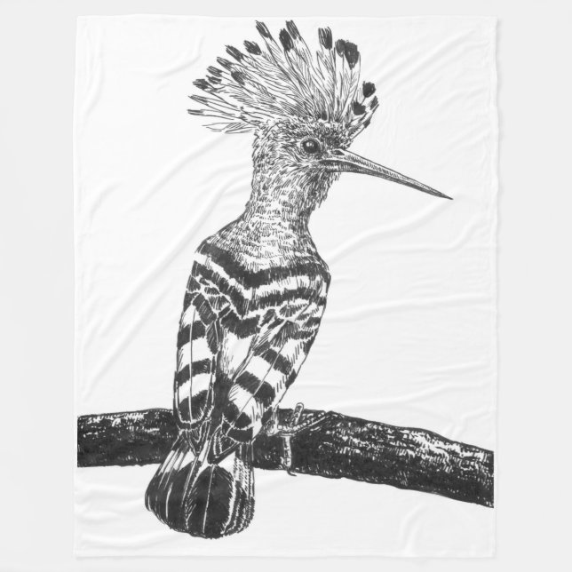 Hoopoe drawing fleece blanket (Front)