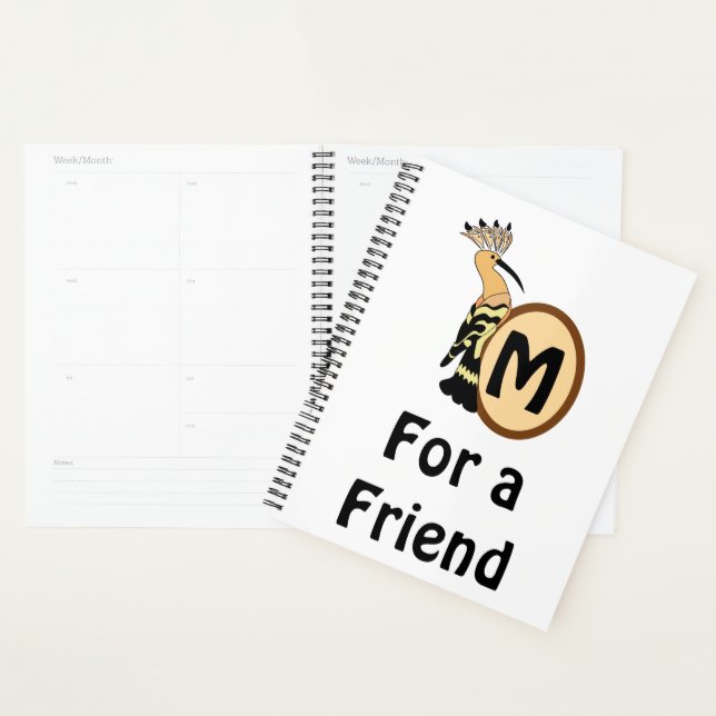 Hoopoe Whimsical Bird Monogram Planner (Display)