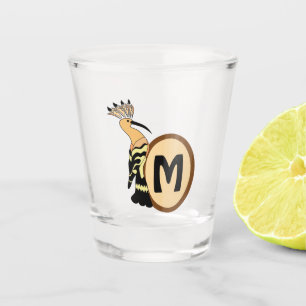 Hoopoe Whimsical Bird Monogram Shot Glass