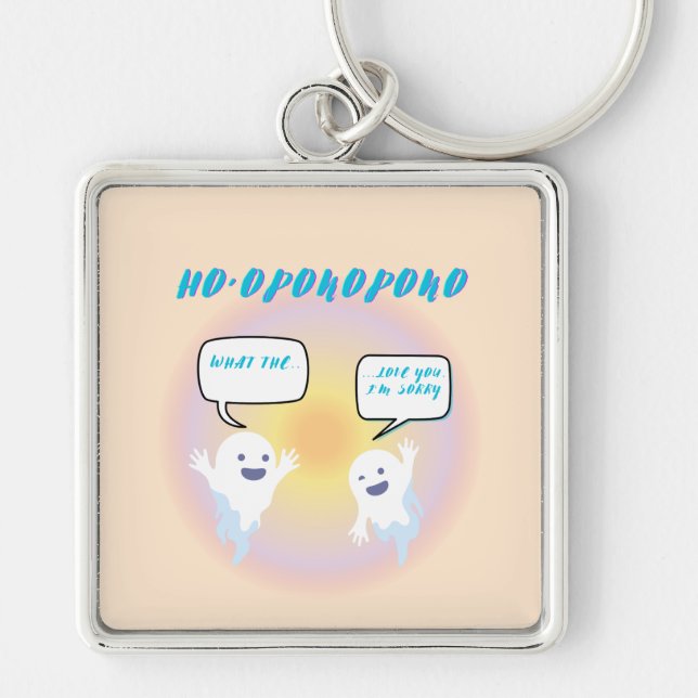Ho'oponopono Ghosts Healing & Funny Two-Tone Key Ring (Front)
