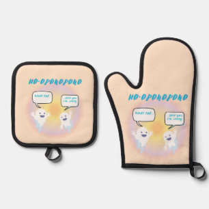 Ho'oponopono Ghosts Healing & Funny Two-Tone Oven Mitt & Pot Holder Set