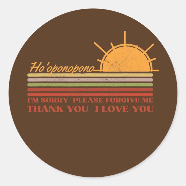 Ho'oponopono Hawaiian Prayer Meditations Yoga Sun Classic Round Sticker (Front)