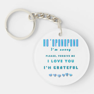 Ho'oponopono Healing Mantra – Light Blue Spiritual Key Ring